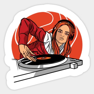 Female DJ Old School Disc Jockey Sticker